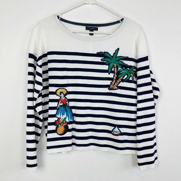 J Crew Striped Sweater Size Small Cabana Patches - Picture 2 of 11